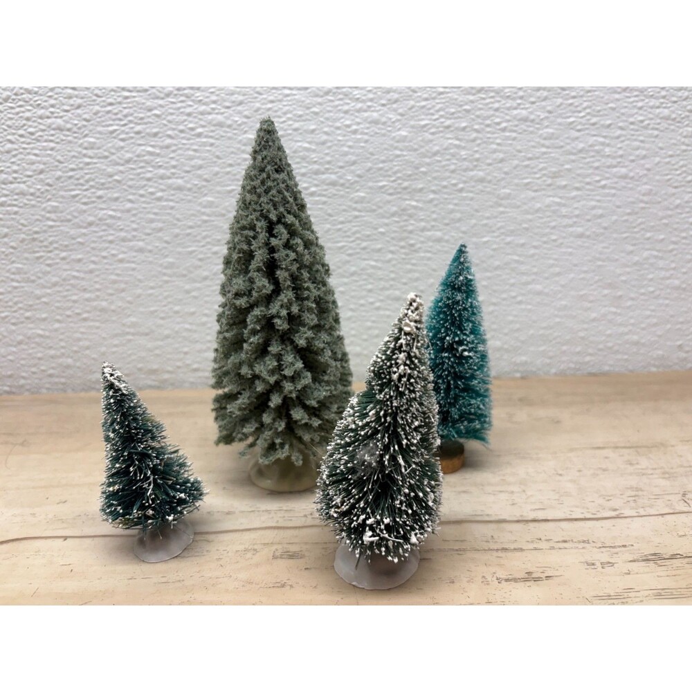 Vtg Set Of 4 Bottle Brush Trees